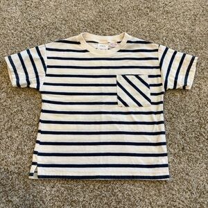 Zara Kids Navy and Cream Striped Tee